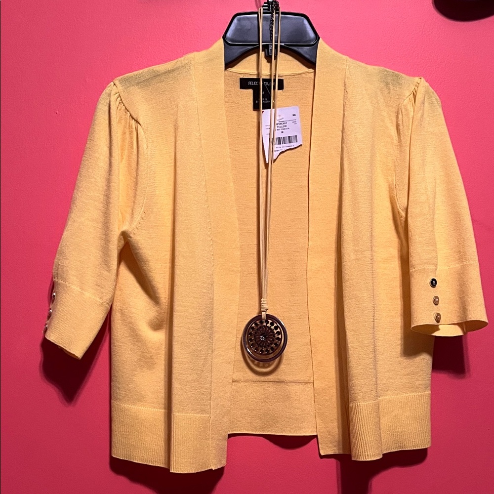 Bright yellow medium sleeve cover up sweater